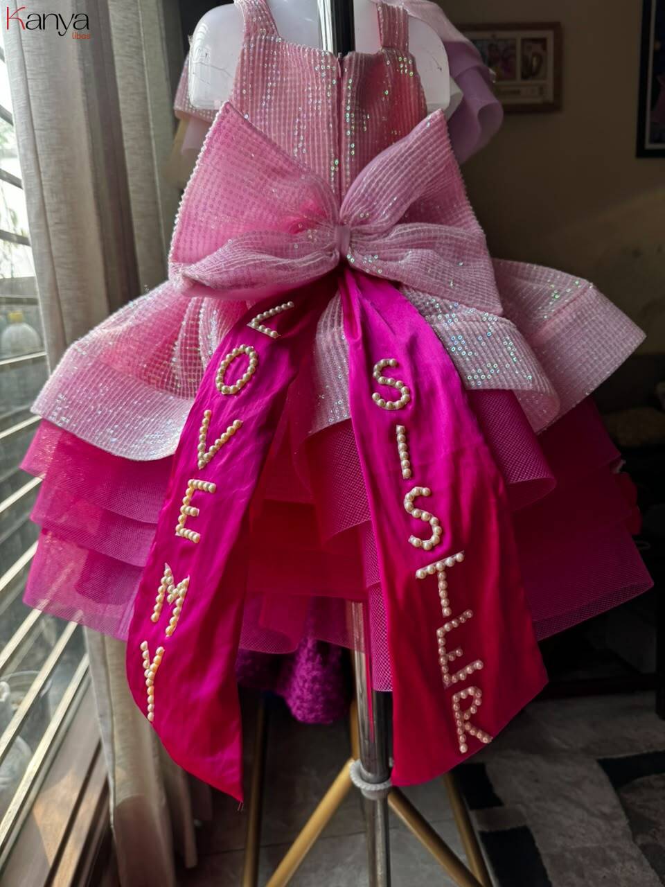 Customised name on Back Bow