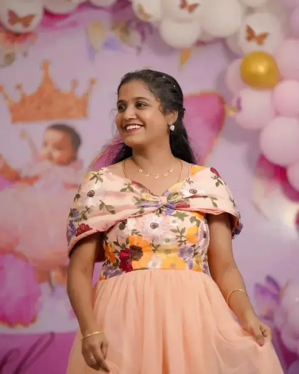 Mother and daughter wearing matching birthday outfits