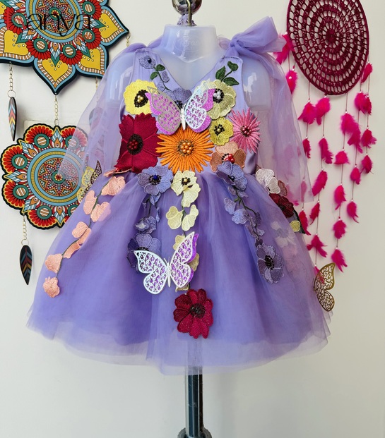 Butterfly theme: Lilac color Floral Dress
