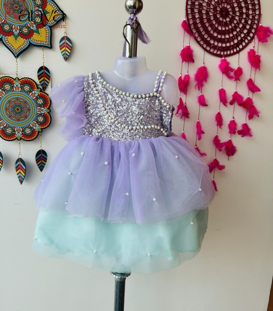 Mermaid theme Lilac and sky blue color Birthday dress