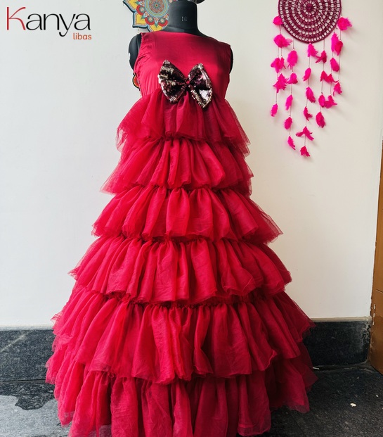 Red color party dress for Adult