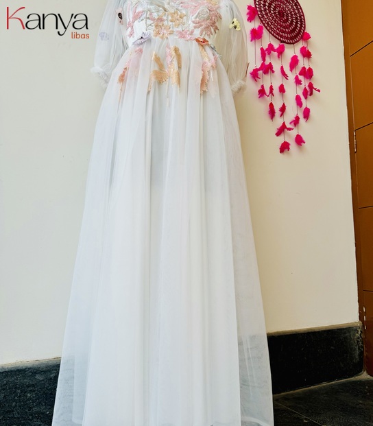 Butterfly theme: White color Dress for Adult