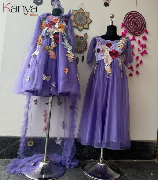 Butterfly theme: Purple floral dress for Adult
