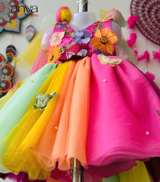 Rainbow Butterfly theme floral dress
