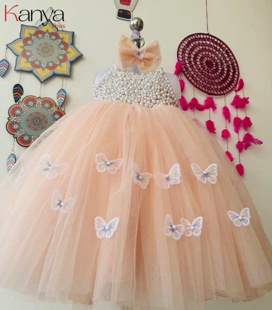 Pearl Work Butterfly theme dress